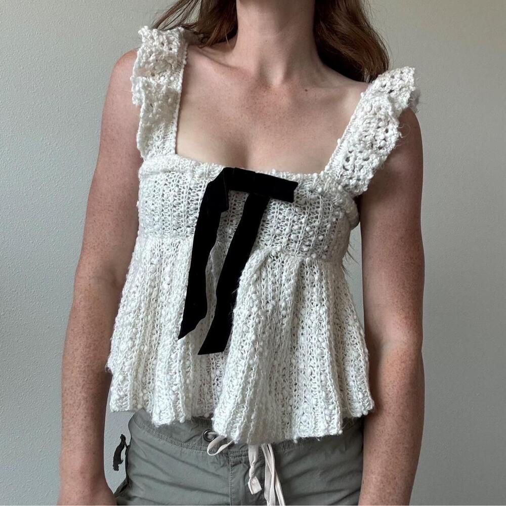 Kimchi blue white knit babydoll top